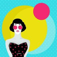 Young fashionable girl on vintage background. vector
