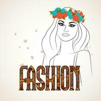 Fashion Text with beautiful young girl. vector