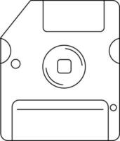 Black line art floppy disk. vector