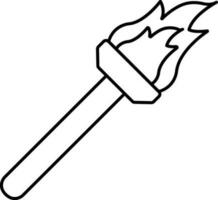 Flaming Torch Icon Or Symbol In Line Art. vector