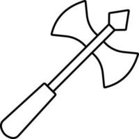 Flat Style Double Axe Black Outline Icon. vector