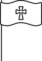 Waving Templar Flag Icon In Line Art. vector