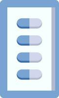 Blue And White Color Tablet Strip Icon. vector