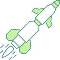 Illustration of Missile Icon in Green And White Color. vector