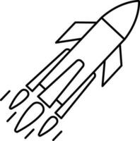 Illustration of Missile Icon in Thin Line Art. vector