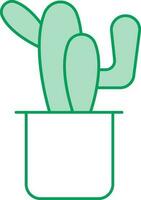 Cactus Plant Flat Icon In Green And White Color. vector