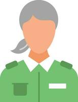 Soldier Woman Icon In Gray And Green Color. vector