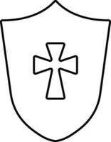Templar Shield Flat Icon In Linear Style. vector