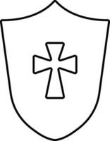 Templar Shield Flat Icon In Linear Style. vector