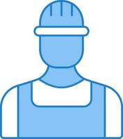 Worker Icon In Blue And White Color. vector