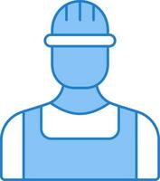 Worker Icon In Blue And White Color. vector