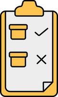 Inventory Check In Clipboard Icon In Yellow And Gray Color. vector