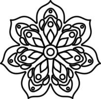 Linear Style Mandala Pattern Icon In Flat Style. vector