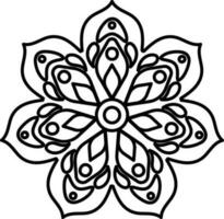 Linear Style Mandala Pattern Icon In Flat Style. vector