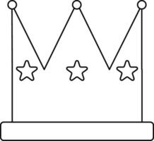 Star decorated crown in black line art. vector