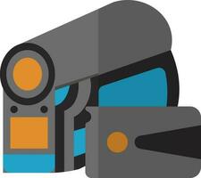 Grey and orange manual video camera. vector