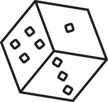 Blask line art illustration of a dice in flat style. vector