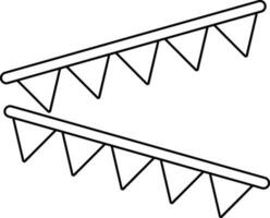 Black line art bunting flags. vector