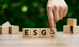 ESG concept of environmental, social and governance. Sustainable corporation development. long-term sustainability and societal impact of companies, organizations, and investments. carbon emission photo