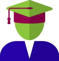 Character of man wearing mortarboard. vector