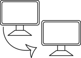 negro línea Arte datos transferir en computadora. vector