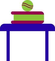 Book with ball on table in flat style. vector
