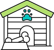 Pet House Icon In Black Stroke Style. vector