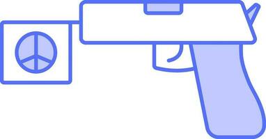 pistola con paz bandera icono en azul y blanco color. vector