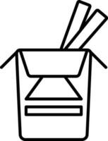 Food Box With Chopsticks Icon In Black Outline. vector