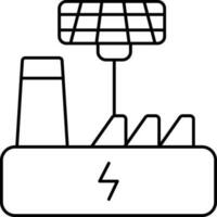 Flat Style Solar Power Plant Line Art Icon. vector