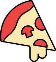 Pizza Slice Icon In Red And Yellow Color. vector