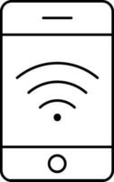 Wifi Connected Smartphone Icon In Line Art. vector