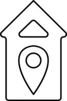Black Stroke Home Location Icon In Flat Style. vector