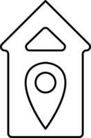 Black Stroke Home Location Icon In Flat Style. vector