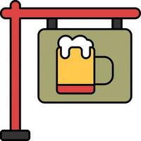 colgando cerveza tablero vistoso icono en plano estilo. vector