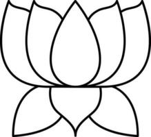 Beautiful Lotus Flower Icon in Thin Line Art. vector