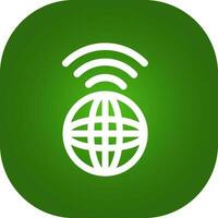 Green And White Global Wifi Connection Square Icon. vector