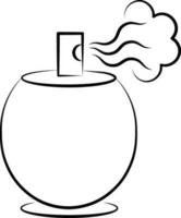 Round Perfume Bottle Flat Icon In Thin Line Art. vector