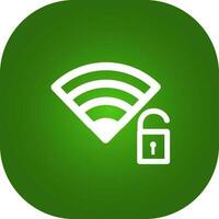 Open Wifi Lock Square Icon In Green And White Color. vector