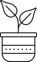 Leaf Plant Icon in Black Line Art. vector