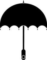 Open umbrella icon with handle in black style. vector