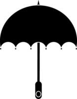 Open umbrella icon with handle in black style. vector