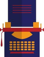 Typewriter machine in blue and orange color. vector