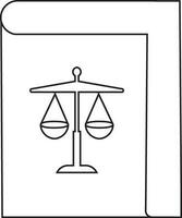 Law book in black line art. vector