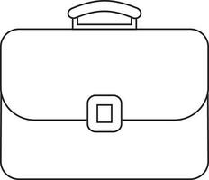 Flat style briefcase bag in black line art. vector