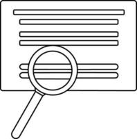 Illustration of document seen with magnify glass in stroke. vector