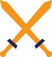 Orange and blue sword in flat style. vector