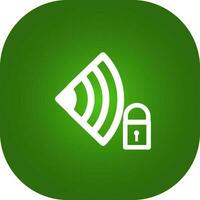 Green And White Wifi Lock Square Icon In Flat Style. vector