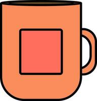 Flat style orange mug on white background. vector