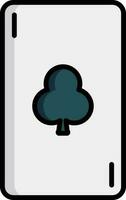 Playing card with clover sign in flat style. vector